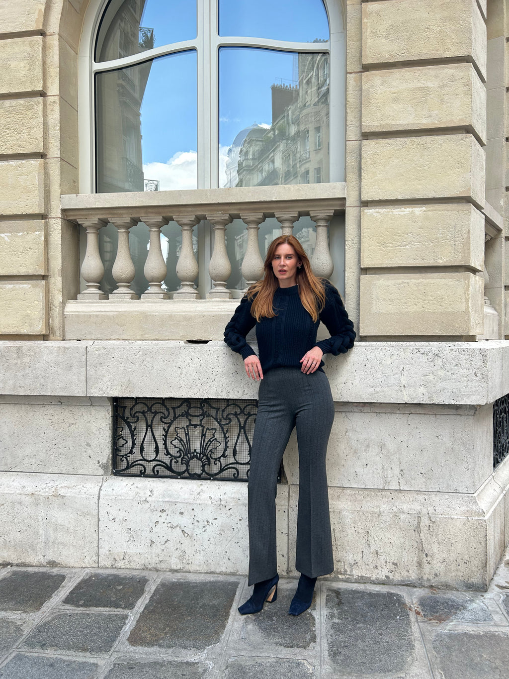 Pantalon ALF Milano - Gris Anthracite Rayure tennis Noir