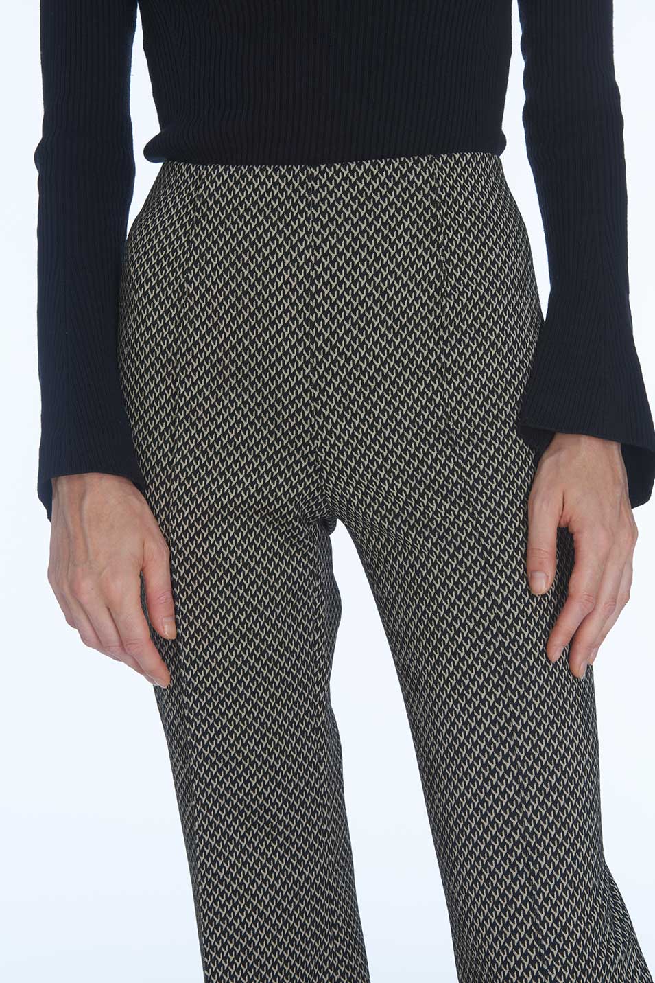 Pantalon ALF  Milano Jacquard - Géométrique Noir et Camel