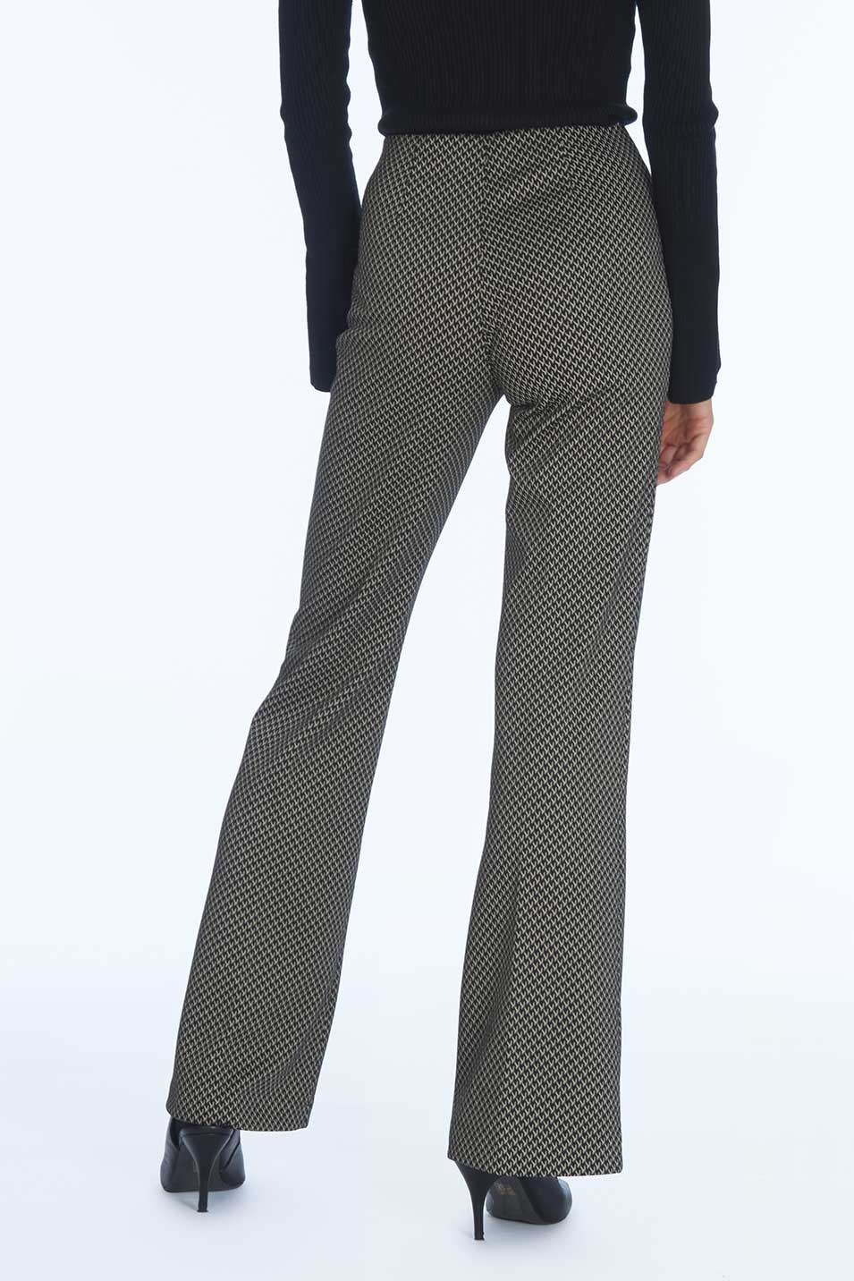 Pantalon ALF  Milano Jacquard - Géométrique Noir et Camel