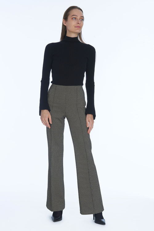 Pantalon ALF  Milano Jacquard - Géométrique Noir et Camel