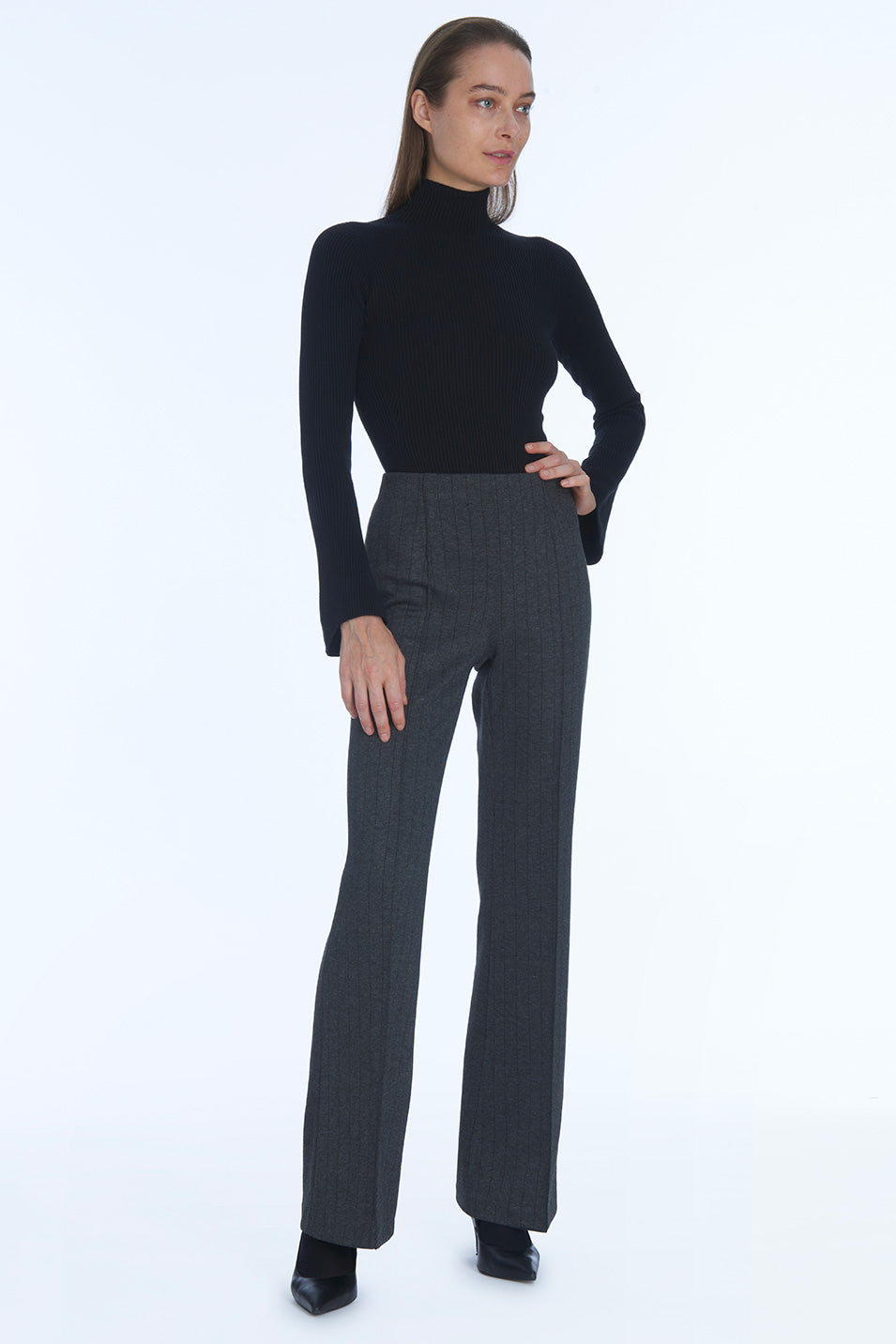 Pantalon ALF Milano - Gris Anthracite Rayure tennis Noir