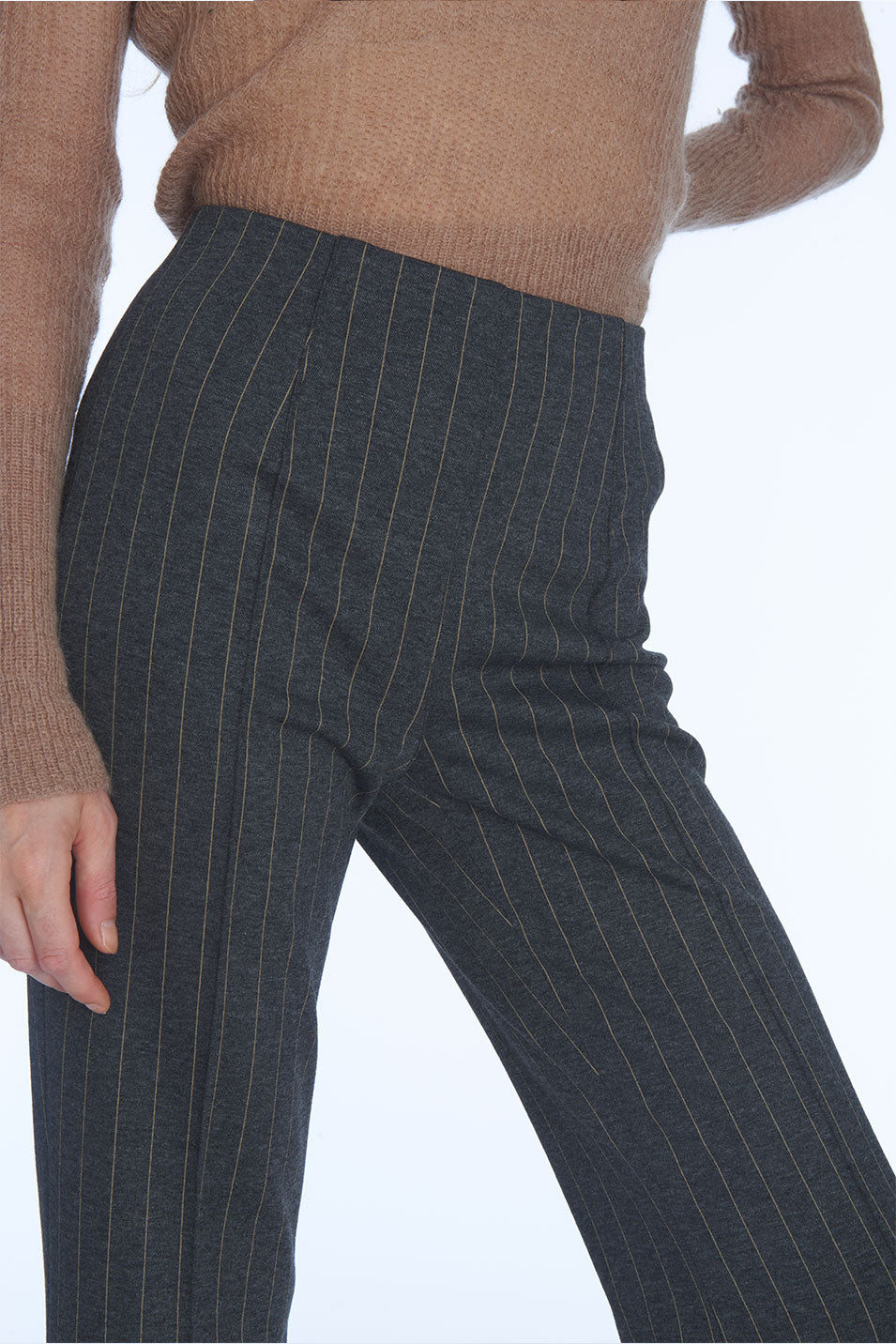 Pantalon ALF Milano - Gris Anthracite Rayure tennis Camel