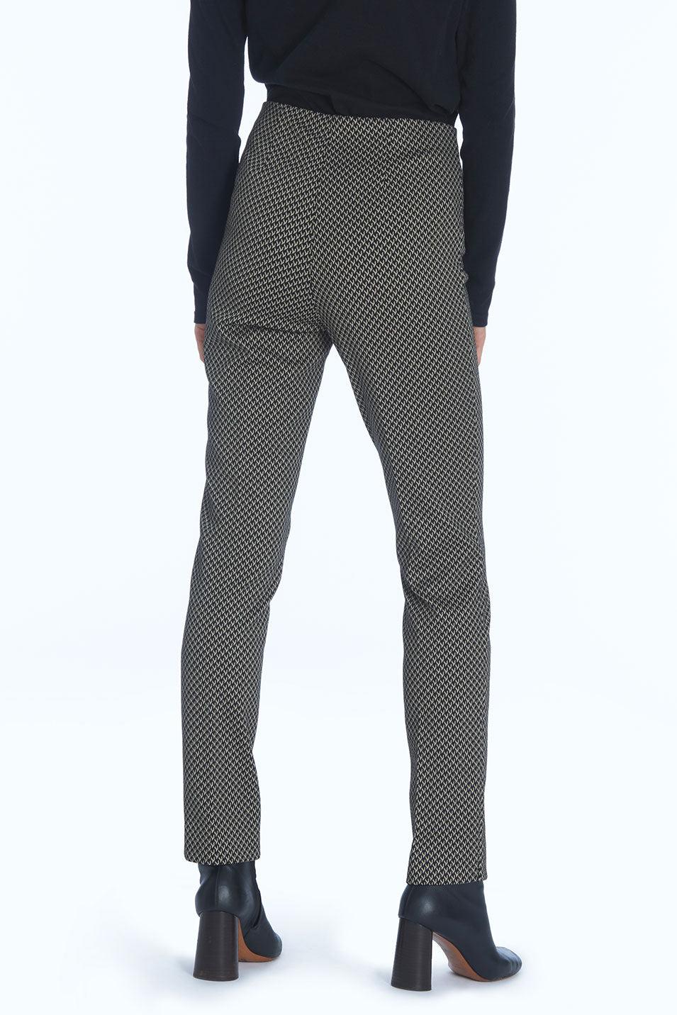 Pantalon LIZE Milano Jacquard - Géométrique Noir et Camel