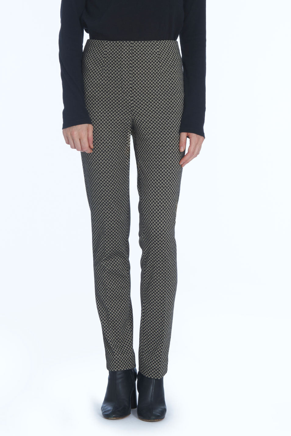 Pantalon LIZE Milano Jacquard - Géométrique Noir et Camel