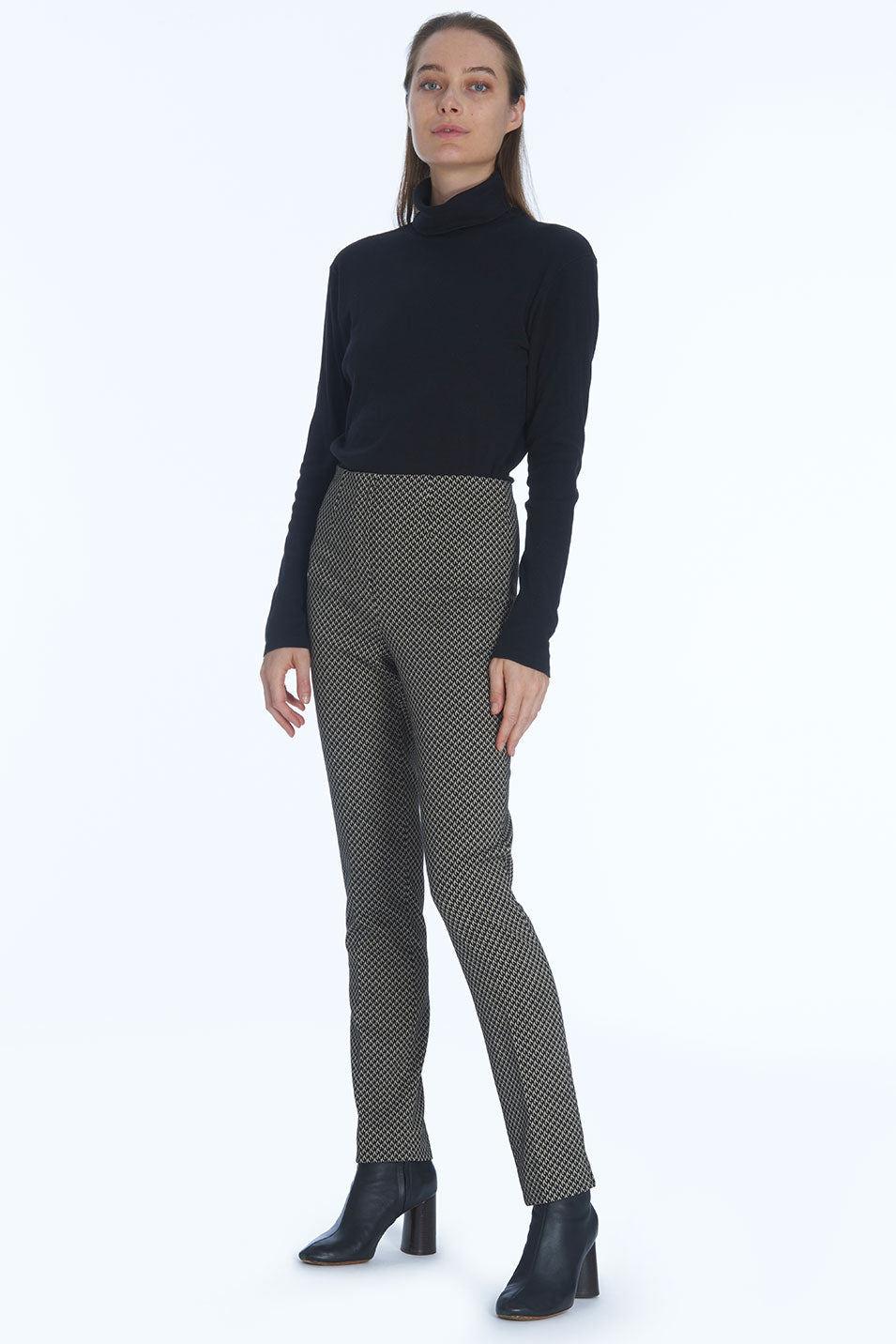 Pantalon LIZE Milano Jacquard - Géométrique Noir et Camel