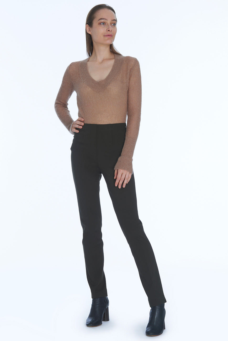 pantalon kaki taille haute élégant-coupe lize milano