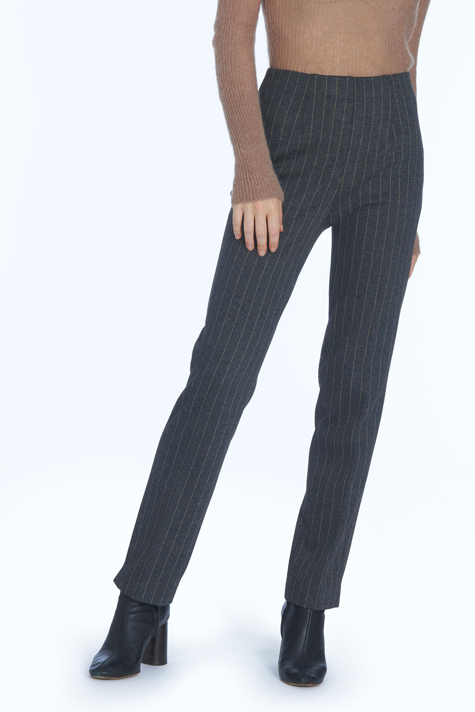 Pantalon LIZE Milano - Gris Anthracite Rayure tennis Camel